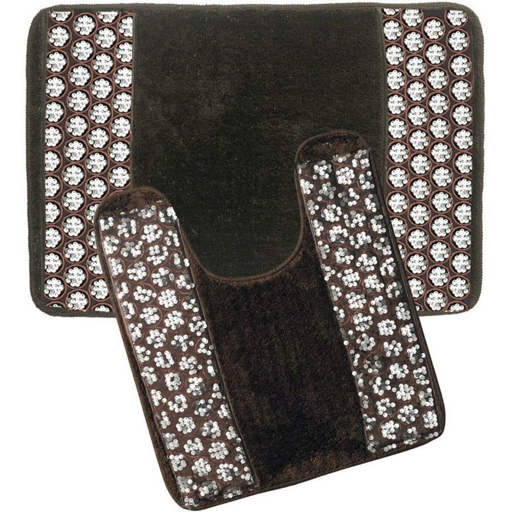Popular Bath Sinatra Orb Bathroom Banded Bath & Contour Rug Set